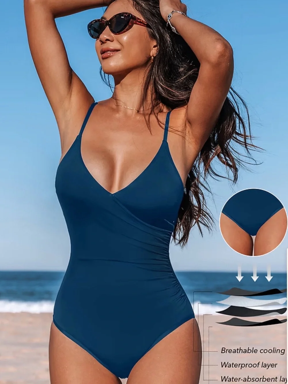 NWOT Women’s One Piece Tummy Control Swimsuit Small Navy